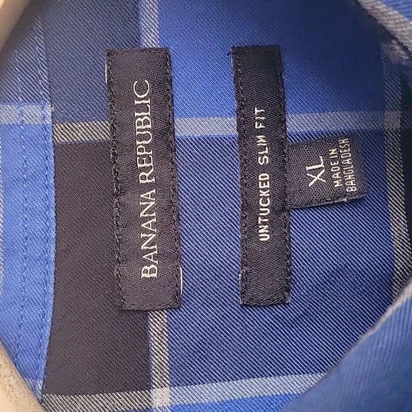 Banana Republic Plaid Untucked Slim Fit Long Sleeve Button Down Shirt Size XL - Picture 2 of 9